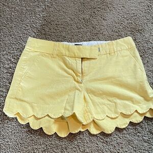 J. Crew Yellow Scalloped Hem High Waist Shorts